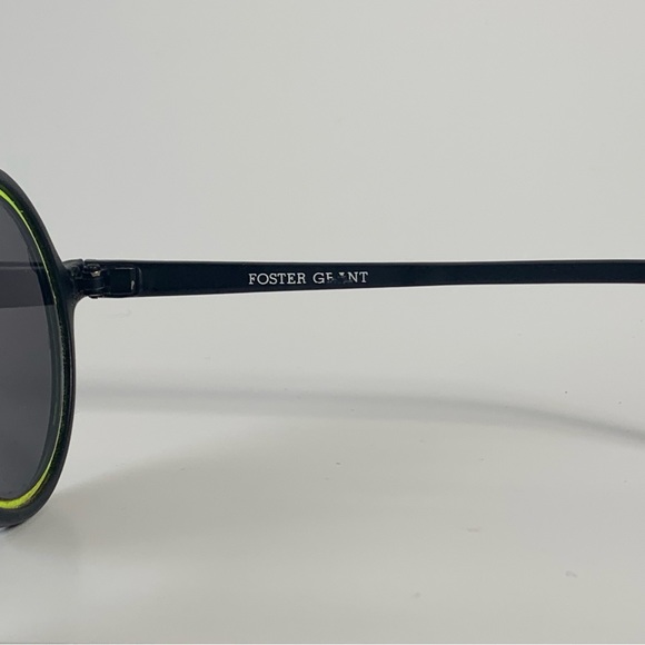 Vintage Foster Grant Sunglasses Circular Black and Lime Green FF77 - Picture 5 of 6